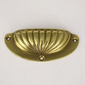 Brass Scalloped Cup Handle - flat on surface
