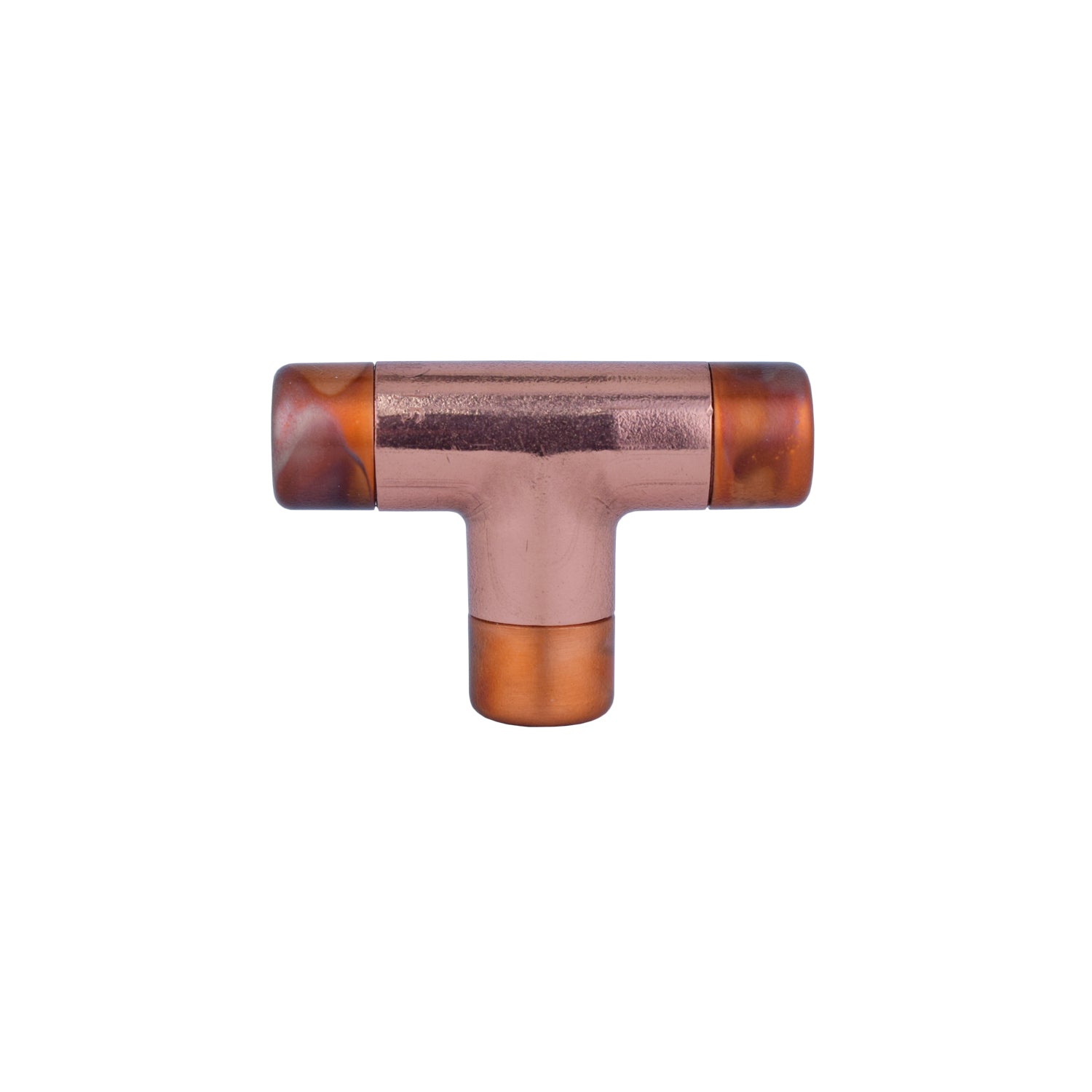 Copper Knob T-shaped - Marbled / High Polish Mix - Proper Copper Design
