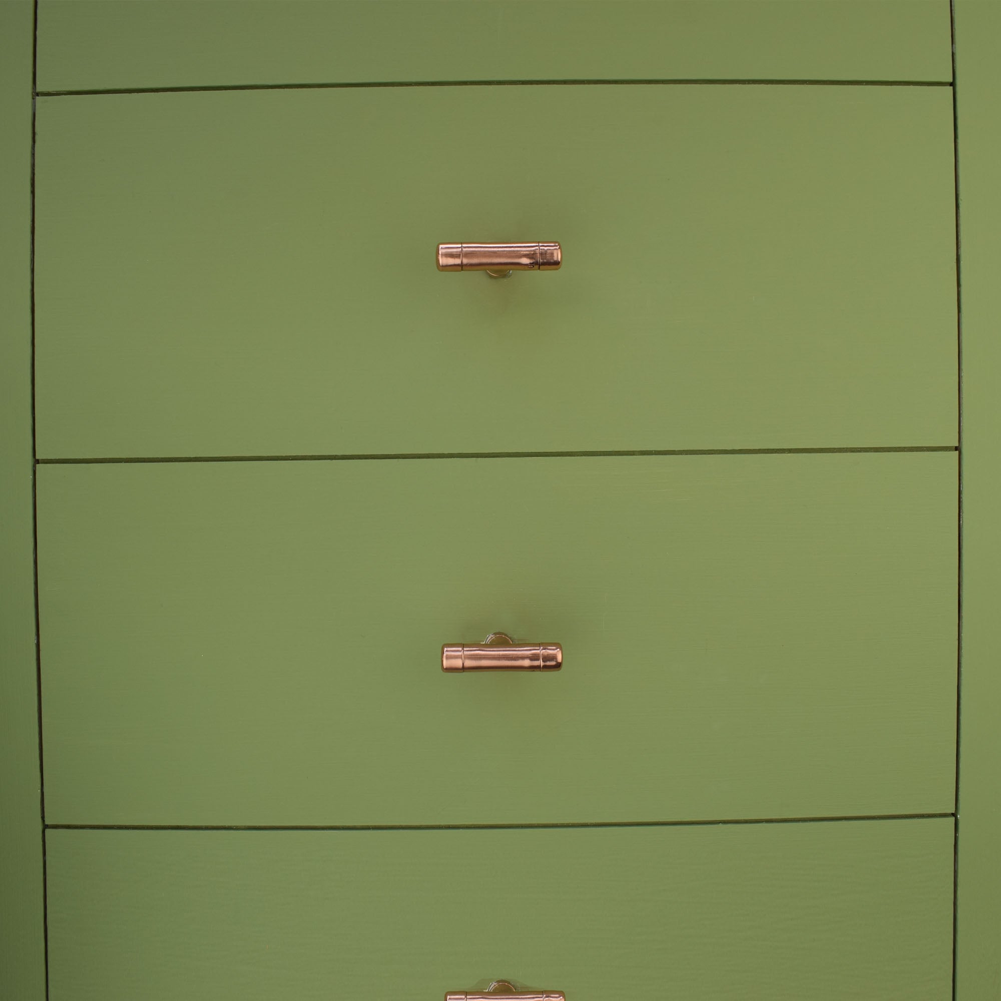 Mini Copper Knob on Green Cabinets