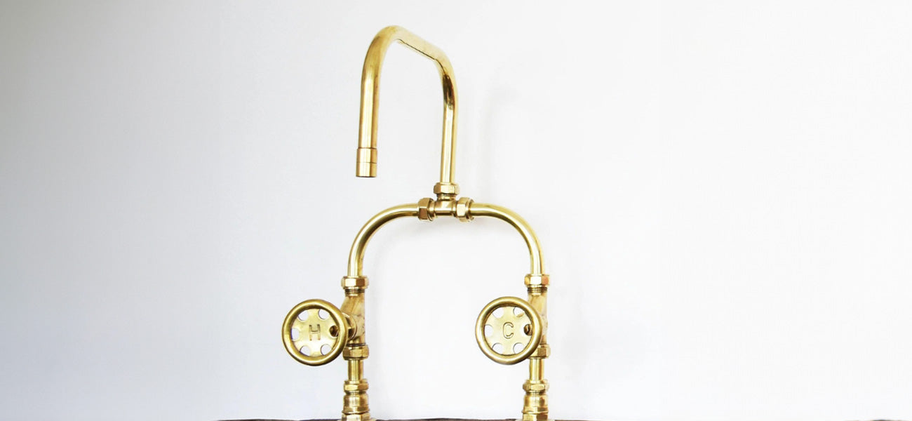 Brass bespoke tap in a showroom