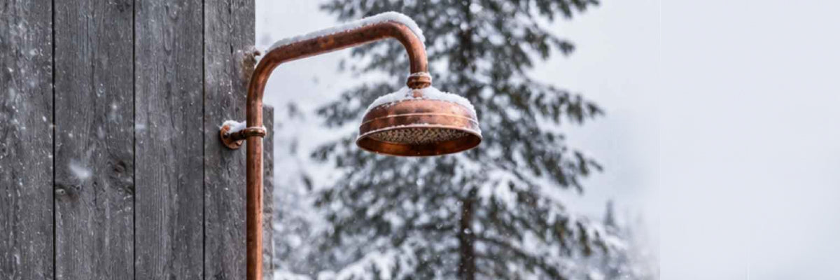 copper cold outdoor winter shower 