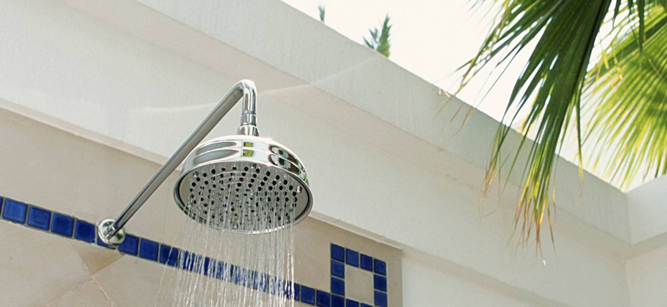 Inspirational exterior chrome garden shower design 