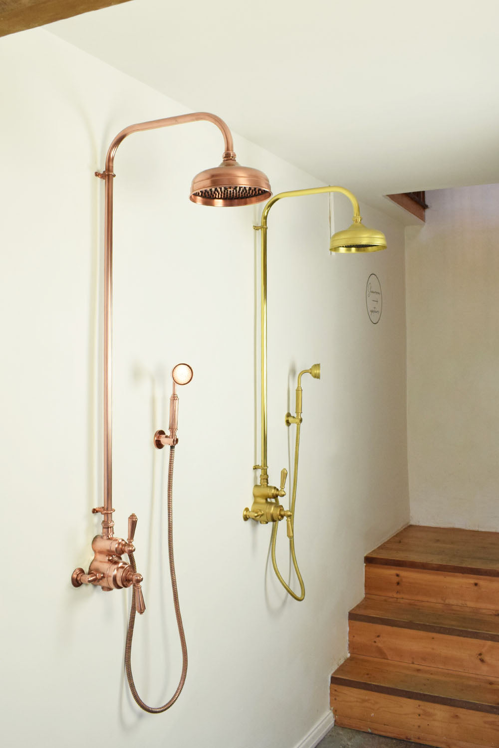 copper and brass thermostatic showers