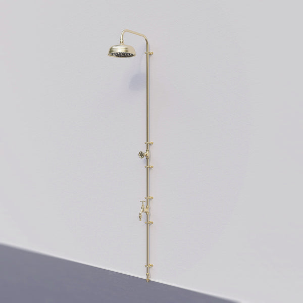 Outdoor Brass Shower with Garden Tap - Quara - Proper Copper Design