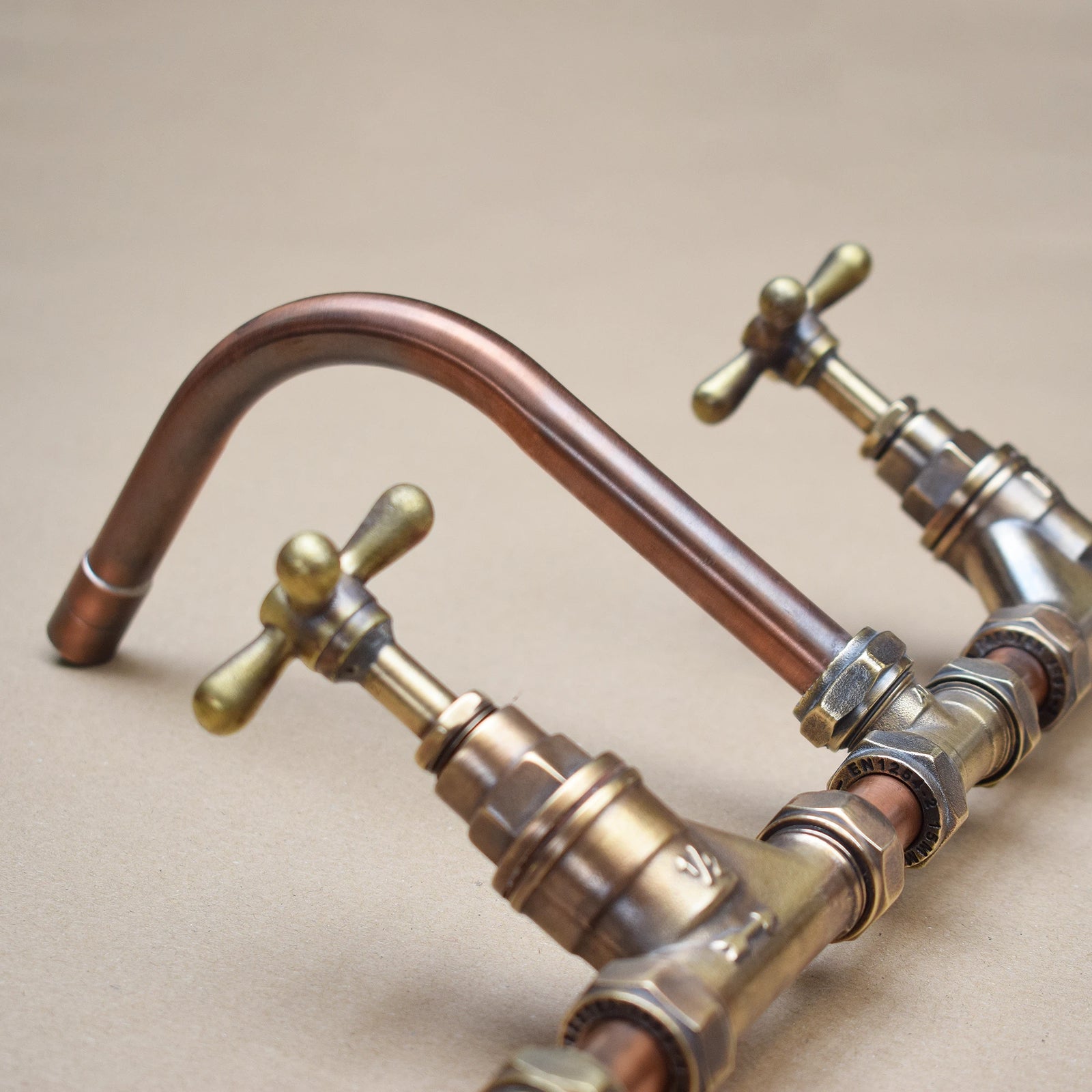 Aged copper and brass tap close up