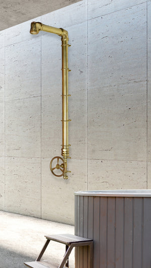 brass cold shower bold architect shower garden on spa wall with jucuzzi