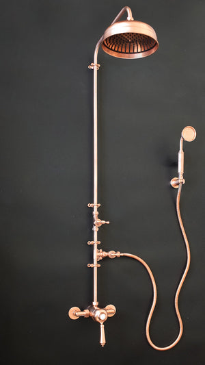 copper shower with copper hand shower