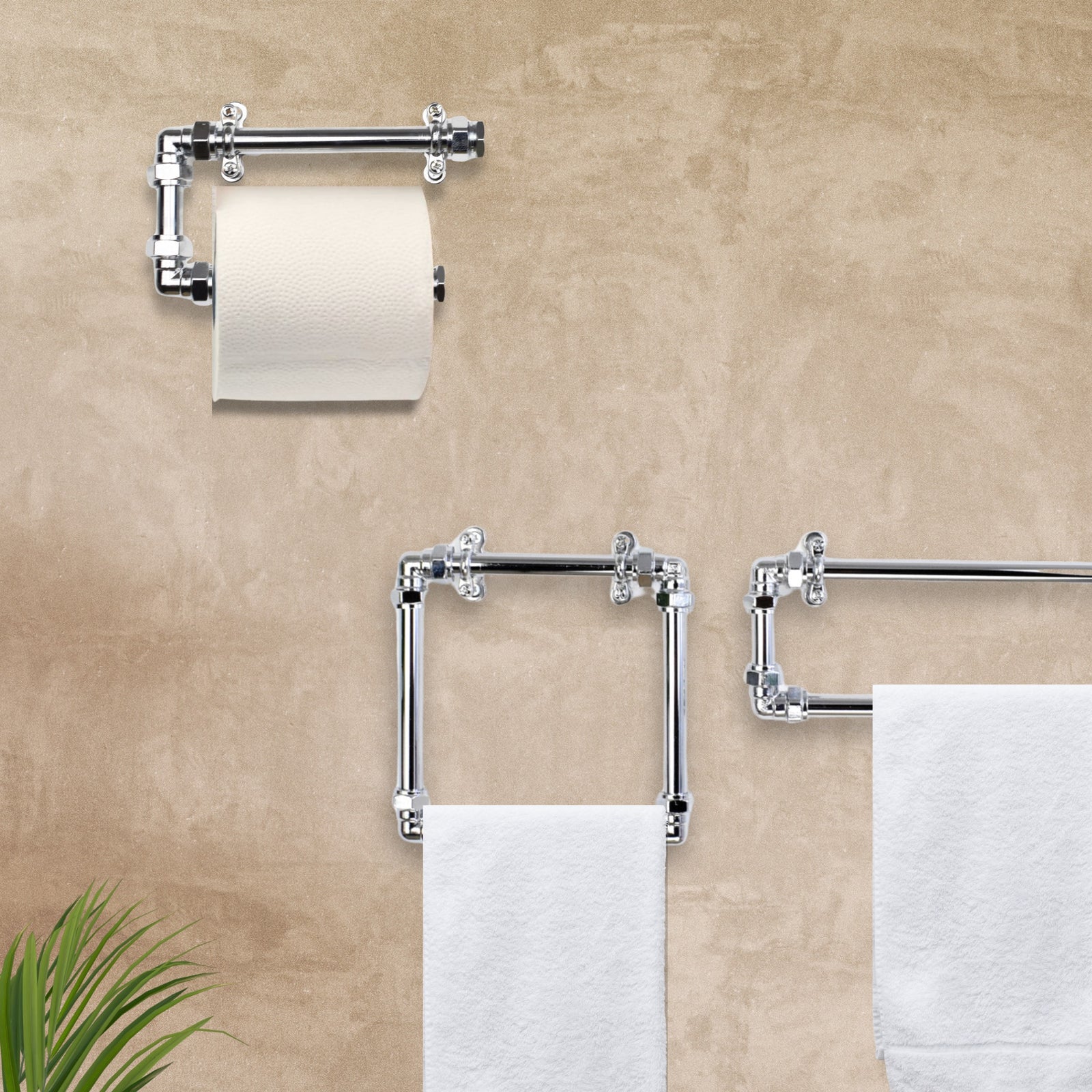 Industrial Chrome Bathroom Set