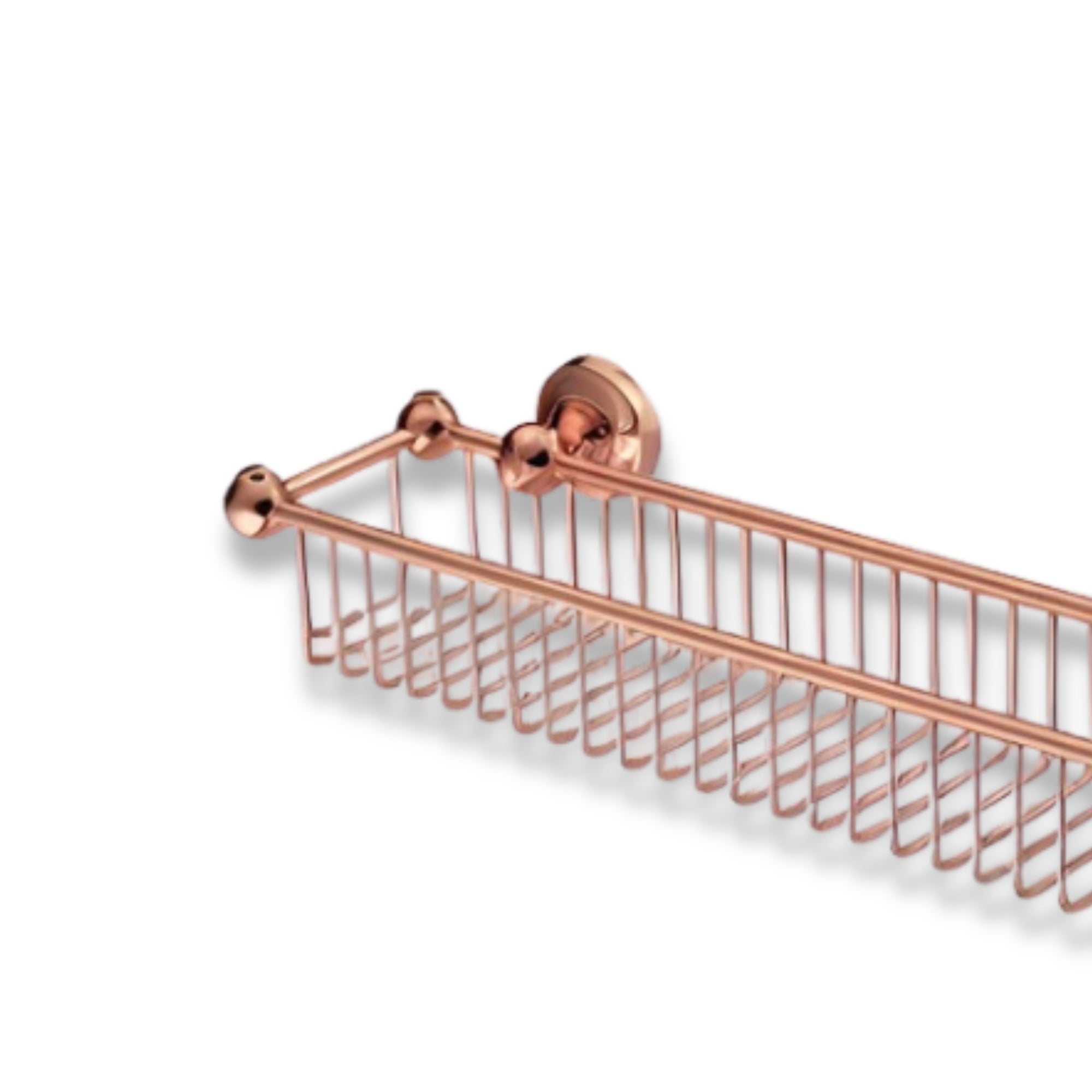 copper shower caddy on a white background