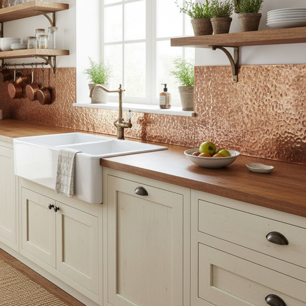 Hammered Copper Kitchen Splashback