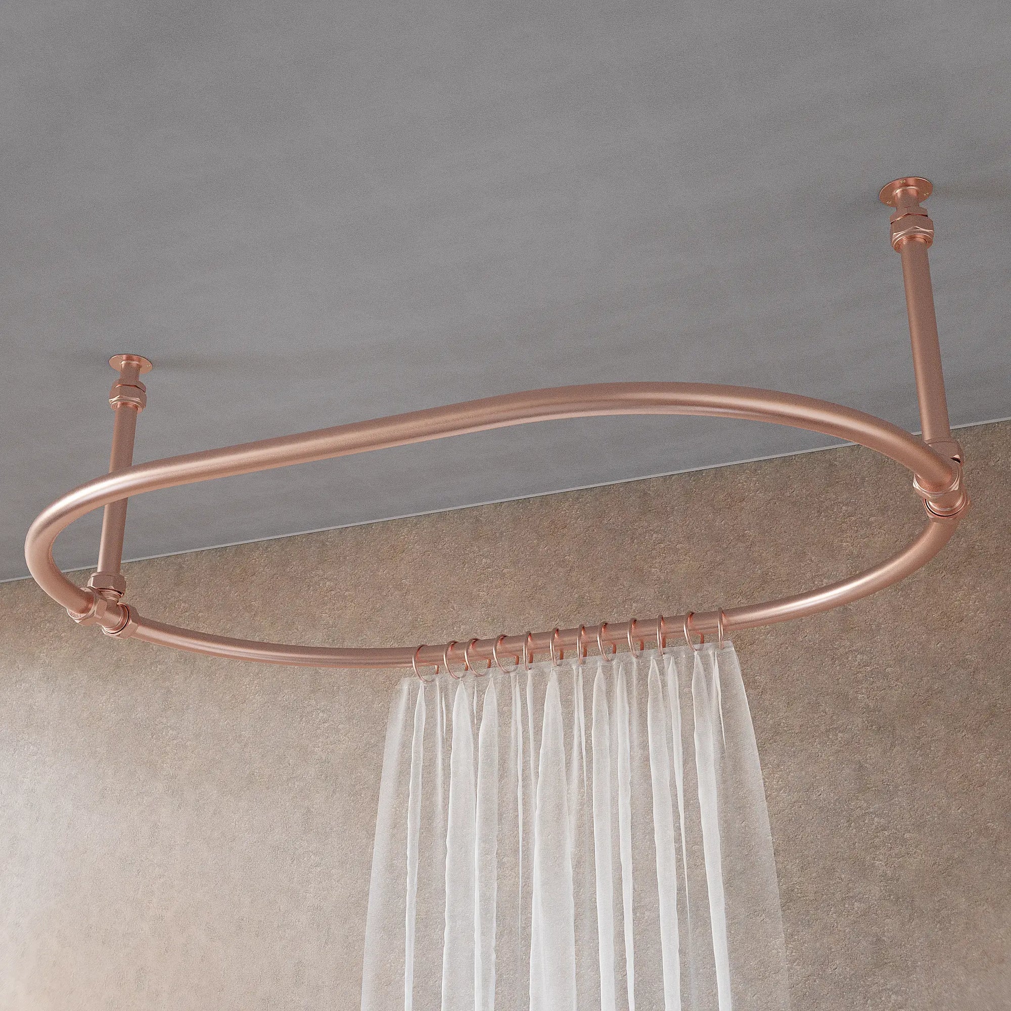 Copper shower curtain rail 