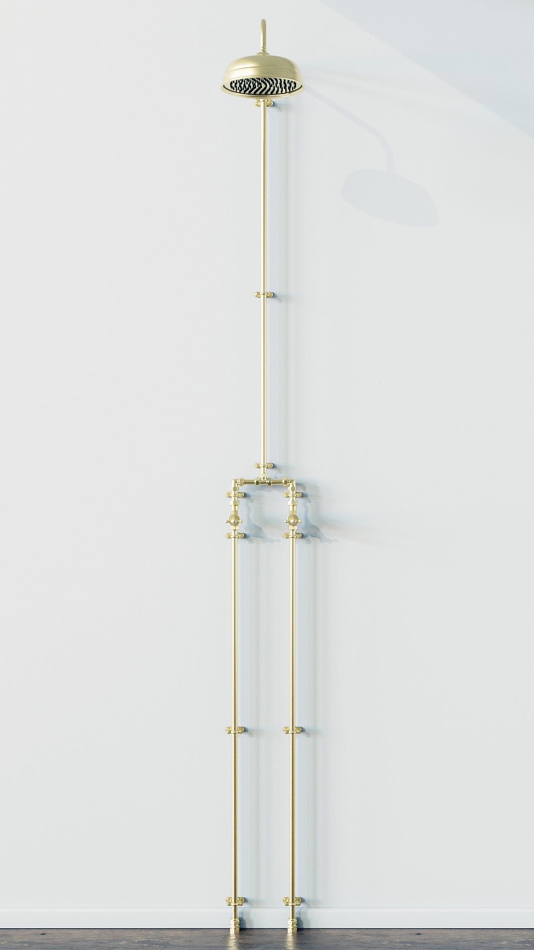 Brass wall-mounted shower 
