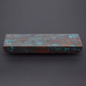 Verdigris copper folded handle front 