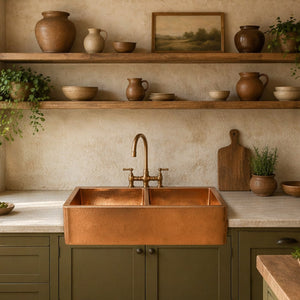 Roseglade| Hammered Copper Farmhouse Sink