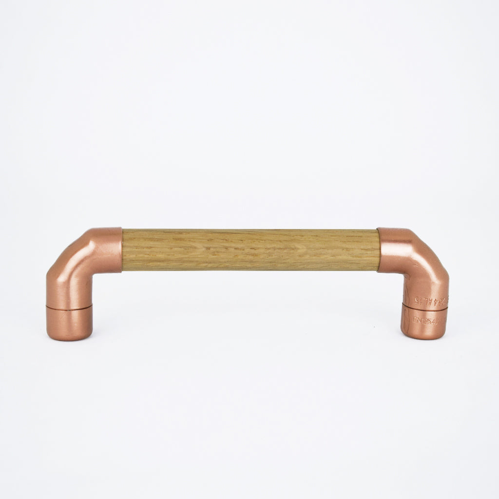 Copper Pull Handle with Oak T-shaped - Proper Copper Design