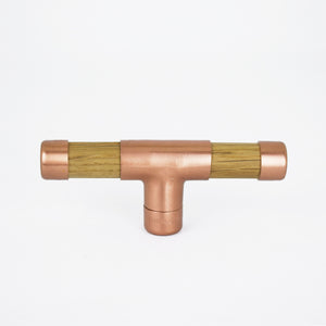 Copper Knob with Oak T-Shaped - Front Shot