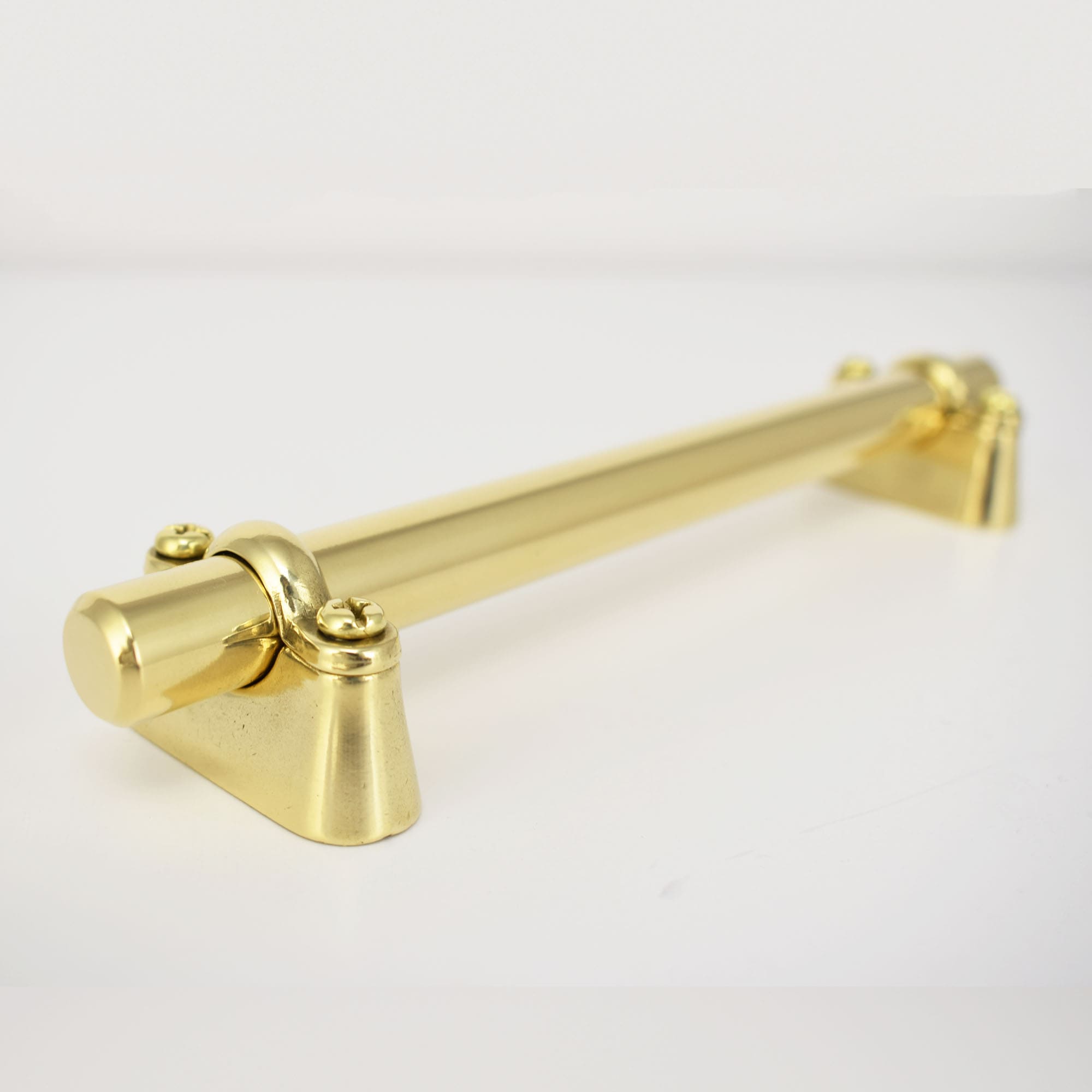 Solid Brass Bar Pull with Solid Brass Extenders closeup