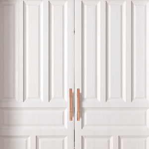 Copper T-Barn Door Pull on White Doors
