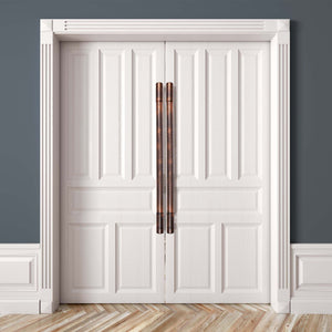 double doors with aged handles