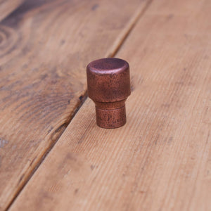 Aged Copper Raised Dimple Knob - On Wood Cabinet