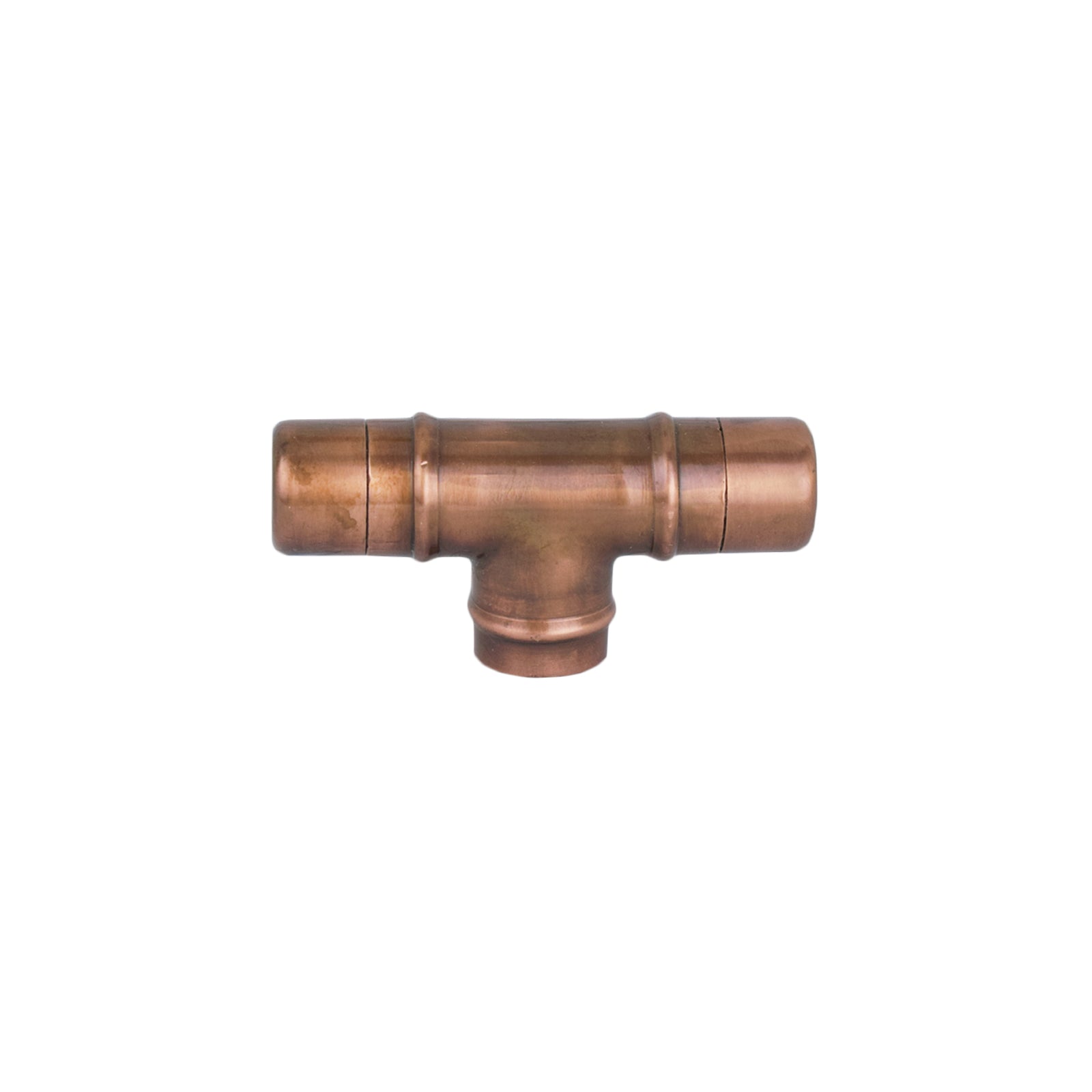 Copper Knob T-shaped - Aged - On White Background