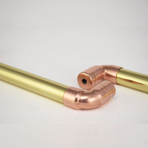 Brass U-Pull Handle with Copper Detail - Close Up