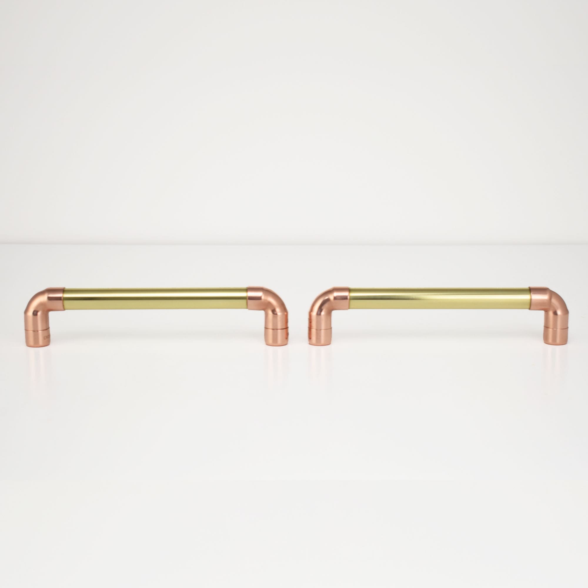 Brass U-Pull Handle with Copper Detail - Two Handles