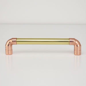 Brass U-Pull Handle with Copper Detail - White Background