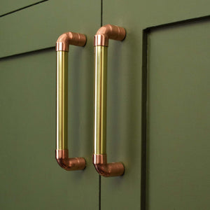Brass U-Pull Handle with Copper Detail - Proper Copper Design