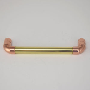 Brass U-Pull Handle with Copper Detail - Flat on Surface