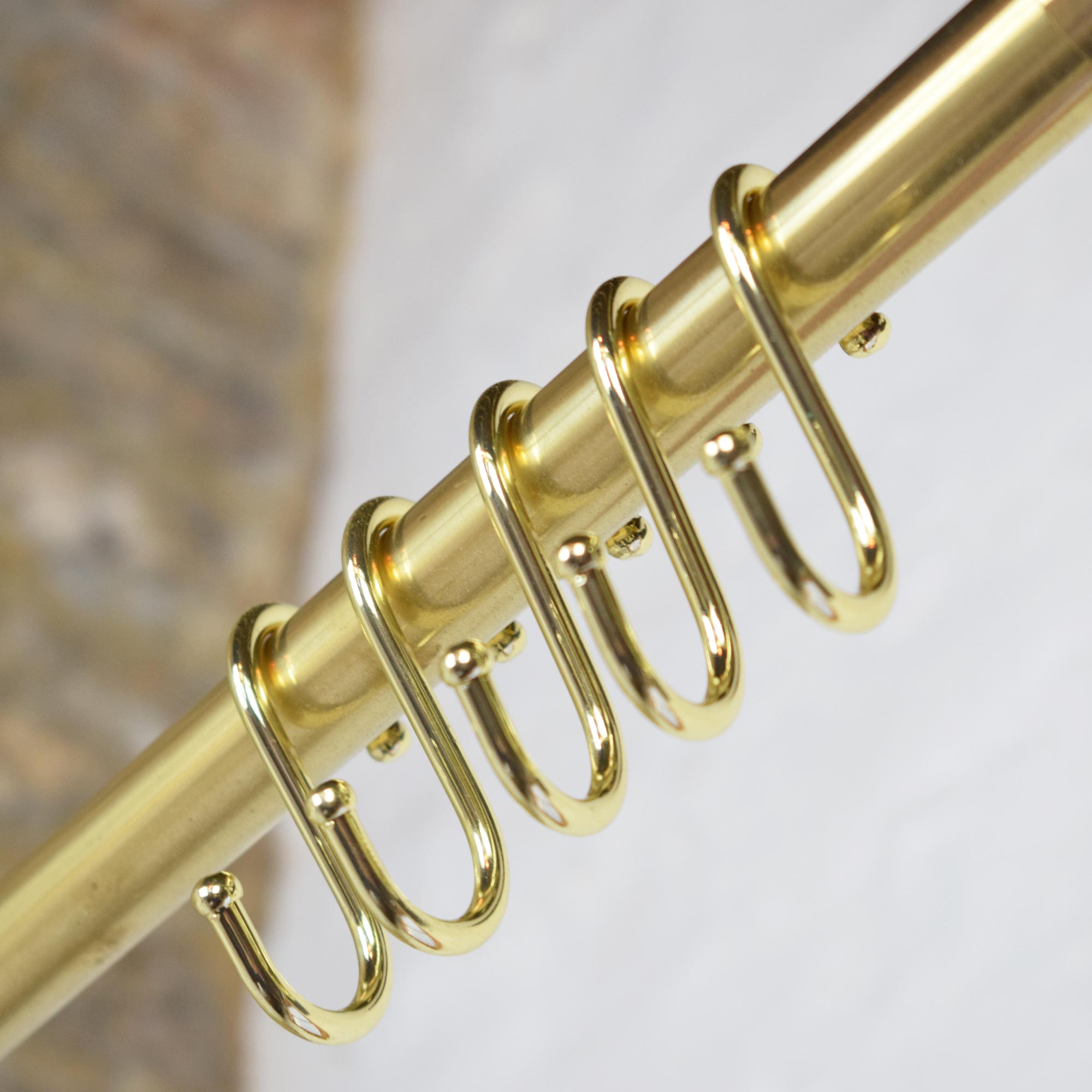 Hanging Brass Kitchen Rack Hook closeup