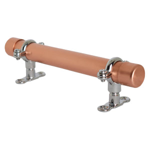 Copper Handle with Chrome Brackets (Thick-bodied) on white background - Proper Copper Design