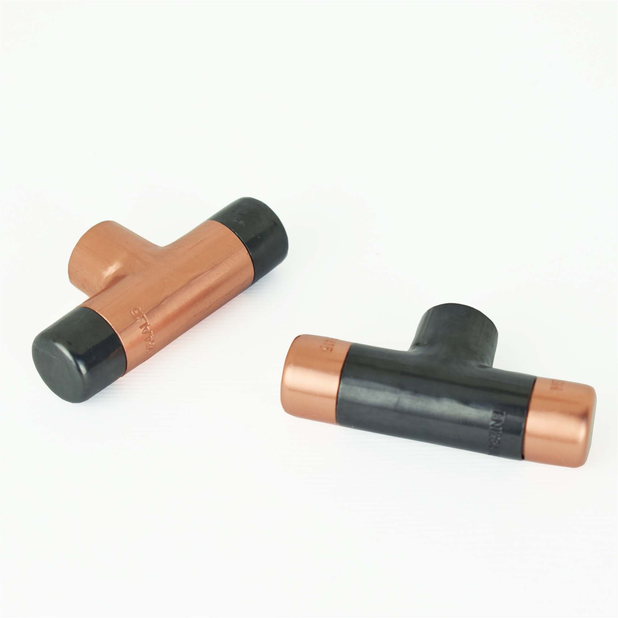 Copper Knob with Matt Black Ends T-Shaped - Two on White Background