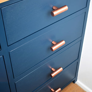 Copper Knob T-shaped Thick-Bodied - On Blue Drawers