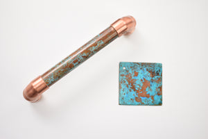 Verdigris Copper Pull Handle - Proper Copper Design