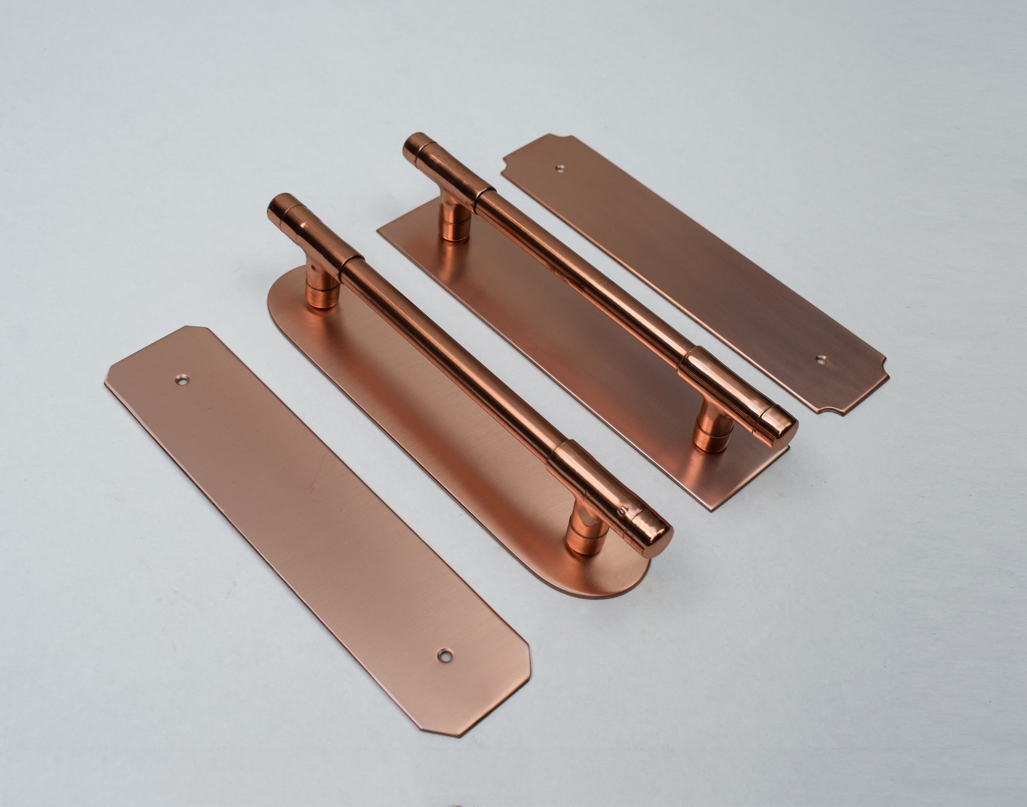 Angled Copper Backplate With Copper Handles
