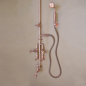Refreshing copper outdoor shower with garden hose perfect for the complete outdoor shower kit