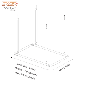 Hanging Brass Kitchen Rack Technical drawing