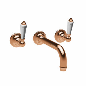 fluidity copper wall mounted 3 inlet tap - hot and cold copper taps