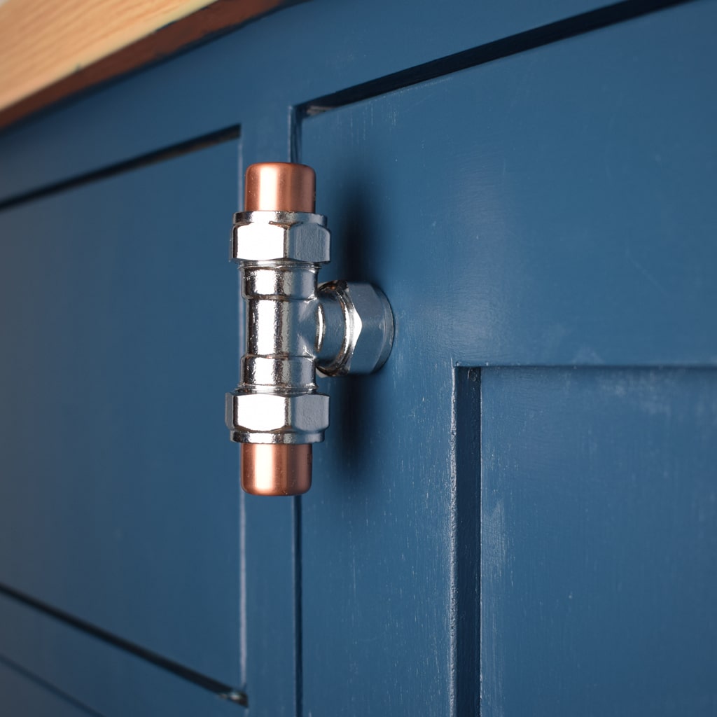 Chrome and Copper Knob - T-Shaped - Side Shot