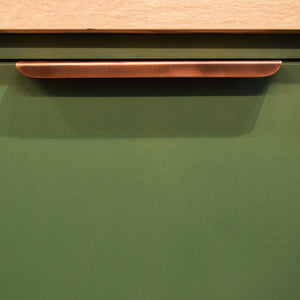 Aged Folded Lip Pull - Front Shot on Green Drawers