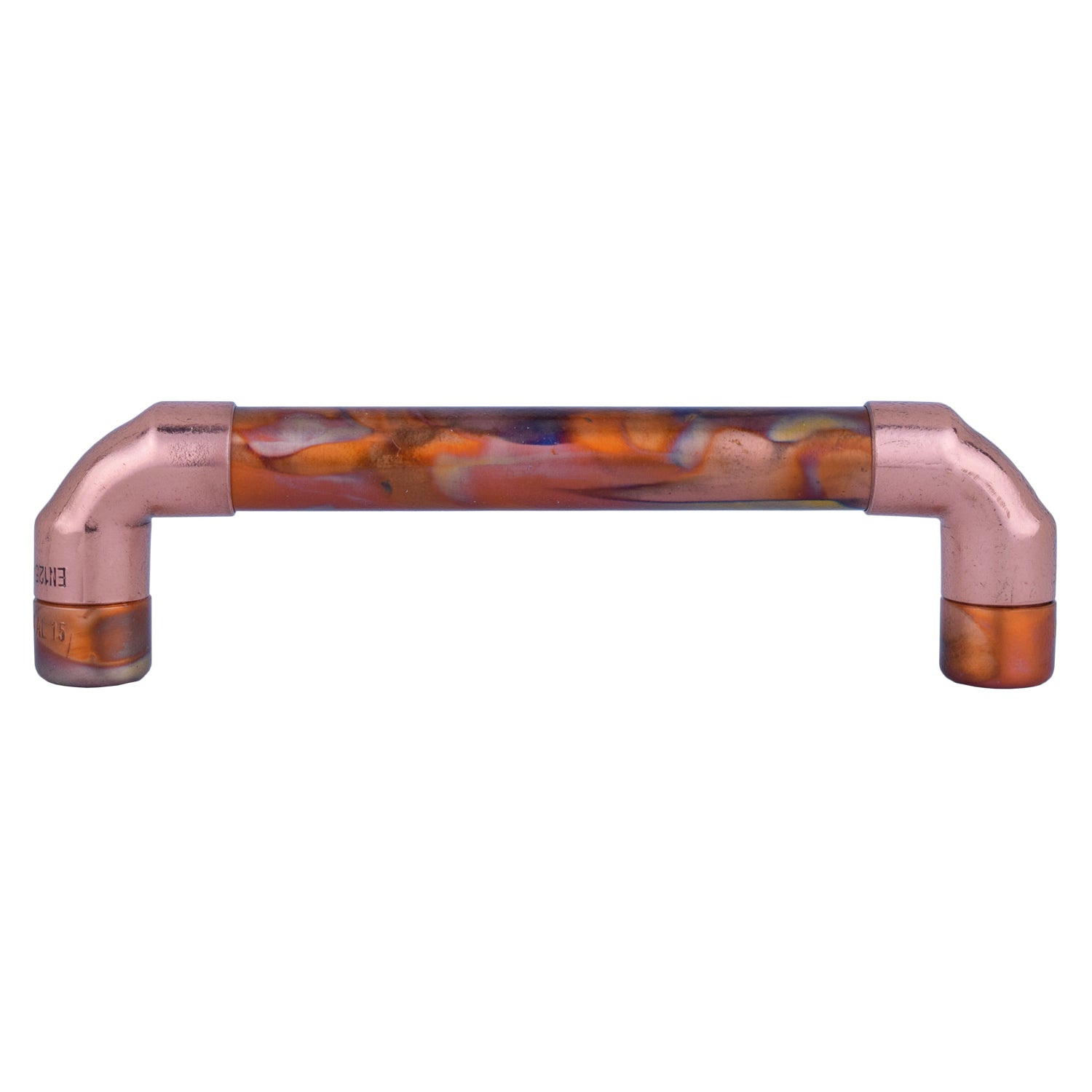 Copper Pull Handle - Marbled / High Polish Mix - On plain background