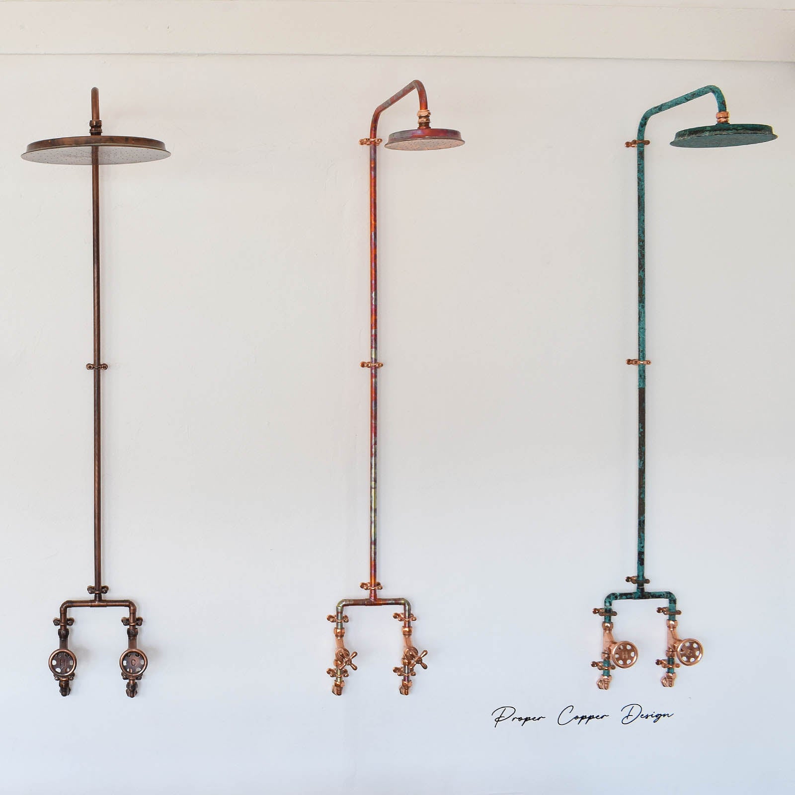 Copper Shower with Marbled Patina - Marblista - Proper Copper Design