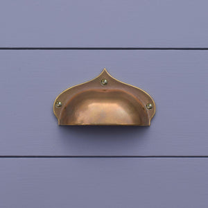 Royal Pavilion Cup Handle on blue kitchen drawers