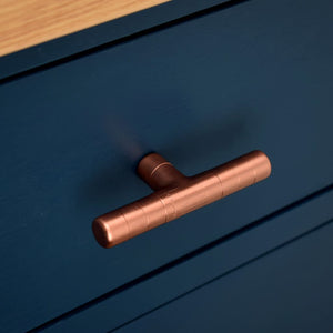 Copper Knob with Ridging Detail T-shaped Angled View