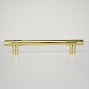 Satin High Polish Brass T-Shaped Pull Handle against white background