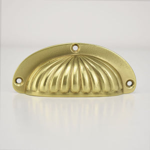 Brass Scalloped Cup Handle on white background