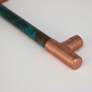 Verdigris Copper Handle T-shaped - Lying Flat