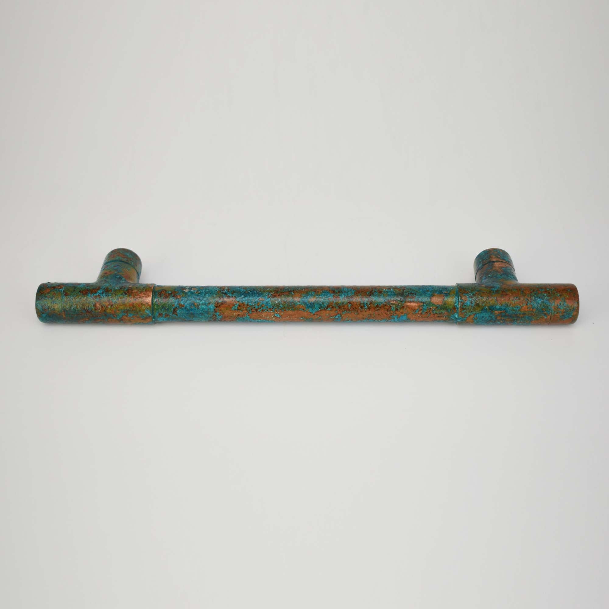 Dark Verdigris Copper Handle - All Over - Flat on Surface