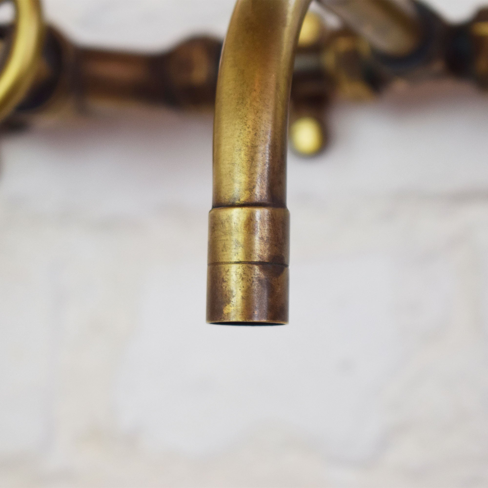 Farmhouse Vintage Brass Tap spout closeup